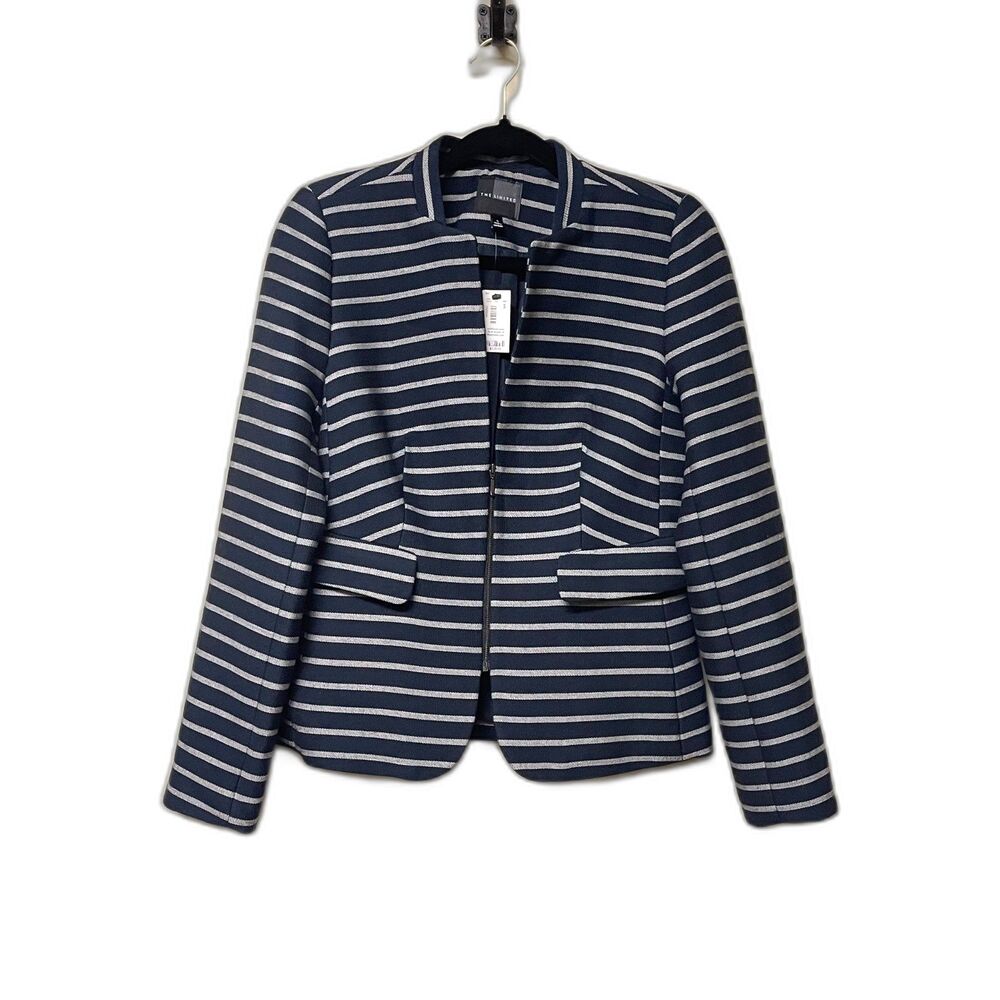 NWT THE LIMITED Navy/Silver Striped Blazer, Sz S